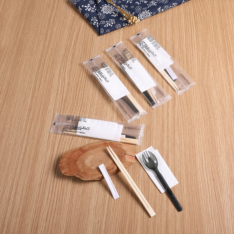 PROMPTU Prandium Pera Chopsticks Spork Serviette Frosted composita film Set