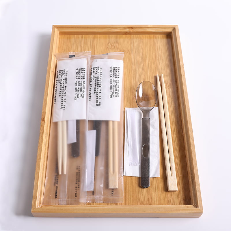 PROMPTU Bamboo Chopsticks cum cochleari et mensam sudarium Frosted composita film Set