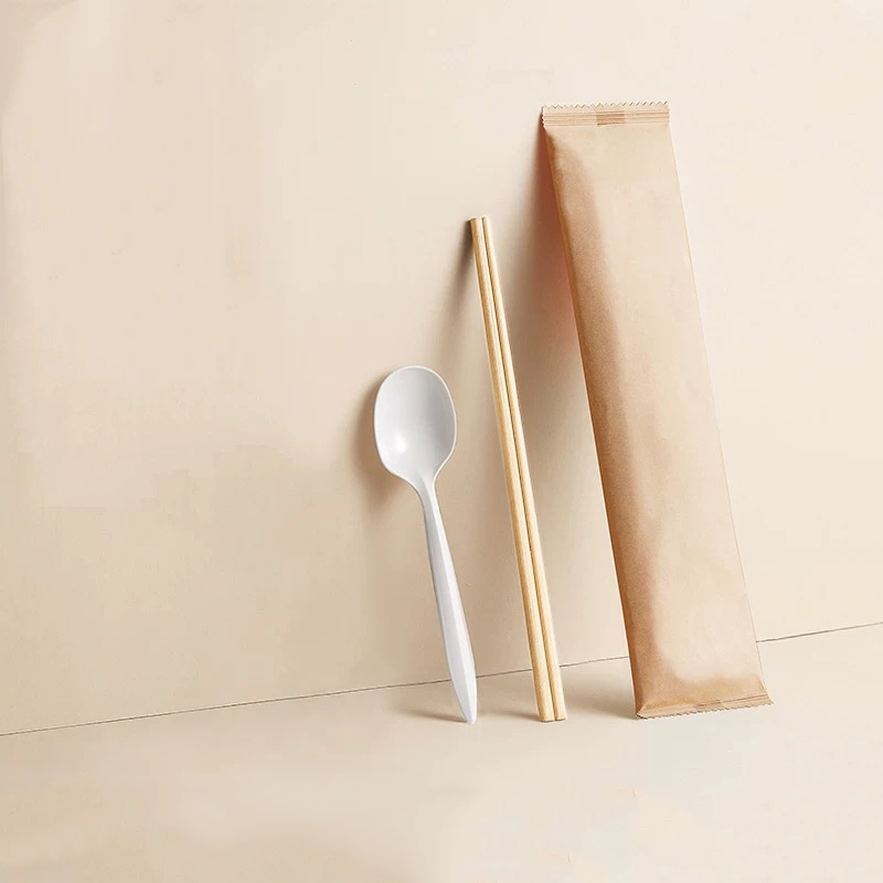 PROMPTU Bamboo Chopsticks II-Pice Takeaway Cibus Tableware Degradable Paper Film Set