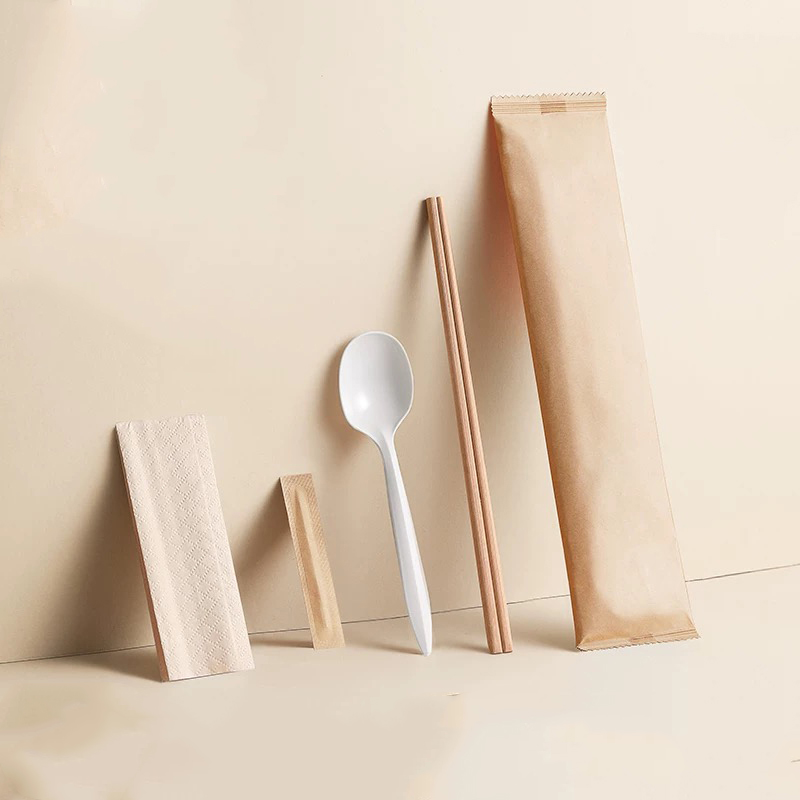 PROMPTU Chopsticks frumentum amulum cochlear Sudarium Cutlery Pone Packs Degradable Paper film Set