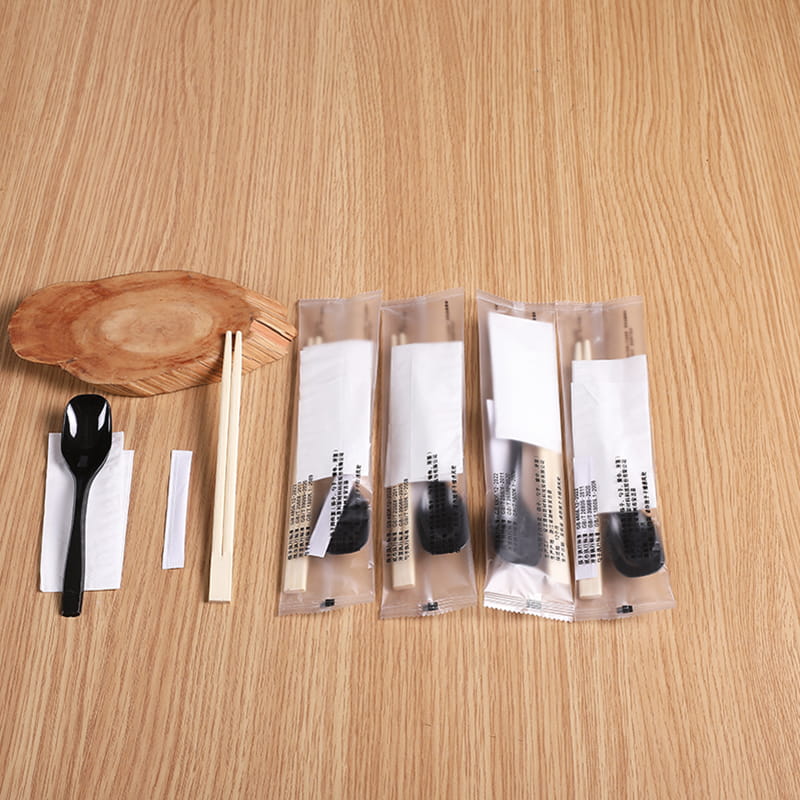 PROMPTU Prandium Bag 4pcs Cum Chopsticks Cochleari et Papernapkin Frosted composita film Set
