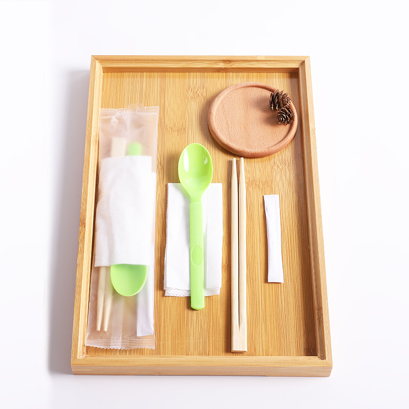 Bamboo PROMPTU Chopsticks Set cum cochlear Serviette Frosted composita film Set