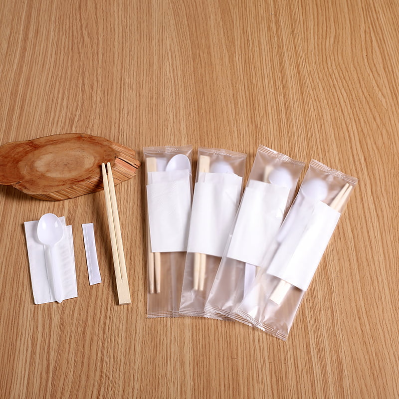 Bamboo Chopsticks cum cochleari et Sudarium Frosted composita film Set