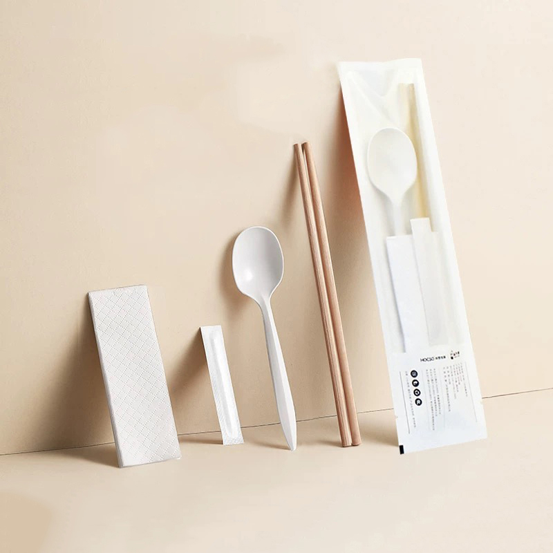 PROMPTU Bamboo Chopsticks 4pcs Pone Aliquam Cutlery Degradable Paper film Set