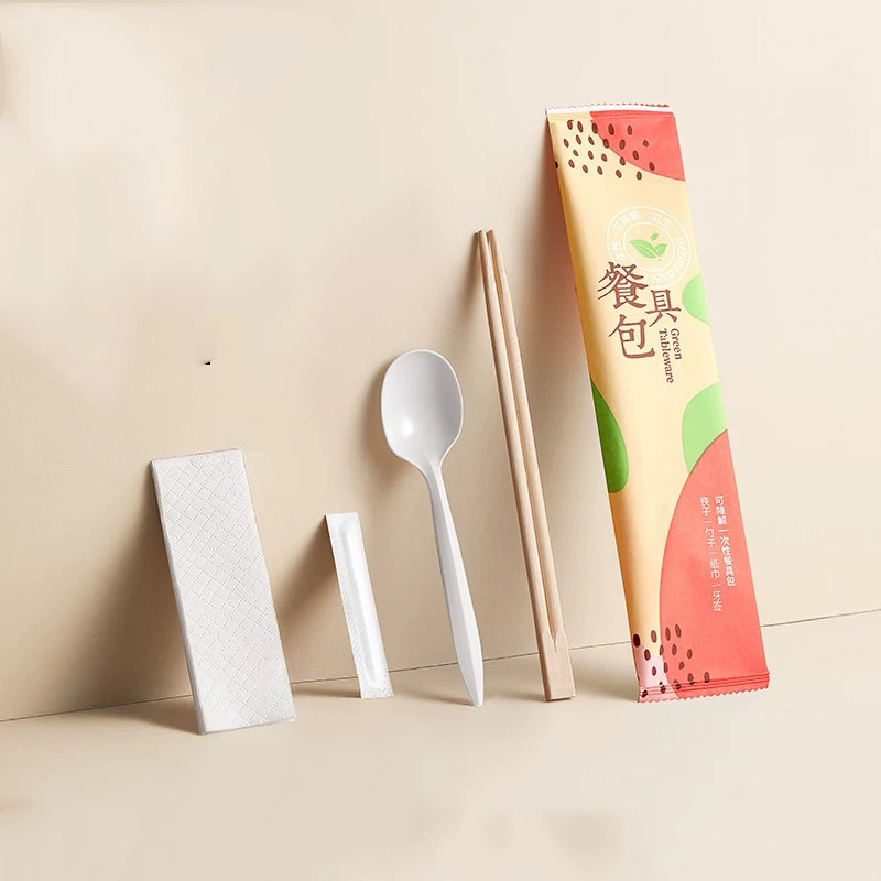 PROMPTU Bamboo Chopsticks Biodegradable Cornstarch cochlearibus Toothpicks Degradable charta film Set